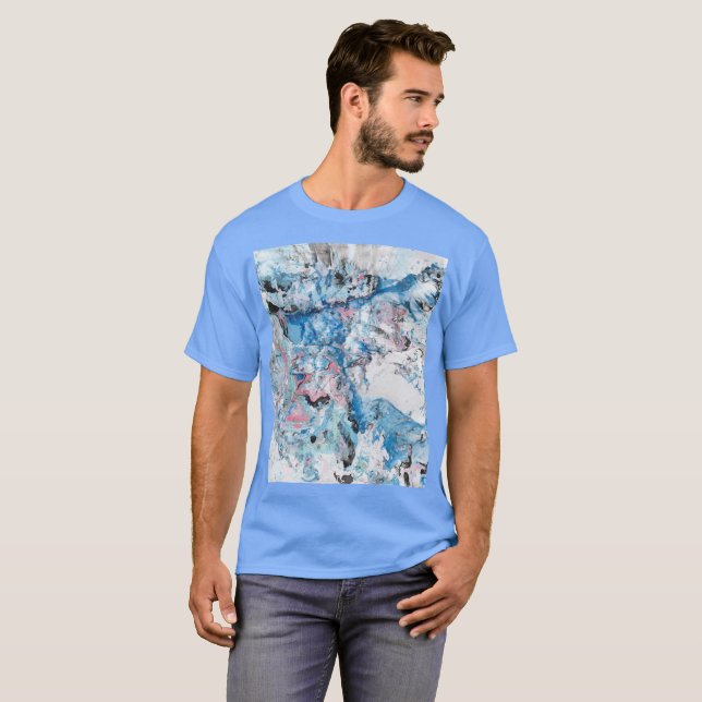 Anpassningsbar Abstrakt Art Carolina Blue Färg Tem T Shirt (Hel framsida)