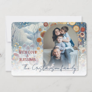 Anpassningsbar Abstrakt Snöflingor Blommigt Helgda Julkort