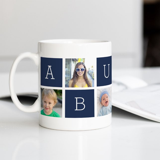 Anpassningsbar Abuelo Grandfather Photo Collage Kaffemugg (Skapare uppladdad)