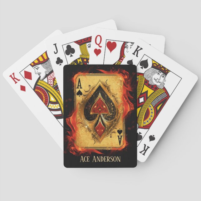 Anpassningsbar Ace of Spades on Fire Casinokort (Baksidan)