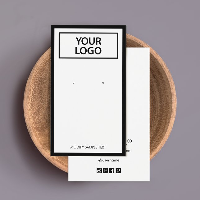 Anpassningsbar Add Logotyp Black Gräns Earring Vis Visitkort (Skapare uppladdad)