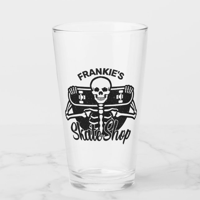 Anpassningsbar ADD NAMN Döskalle skateboard Skate  Glaskopp (Framsida)