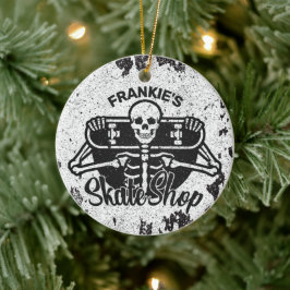 Anpassningsbar ADD NAMN Döskalle skateboard Skate  Julgransprydnad Keramik