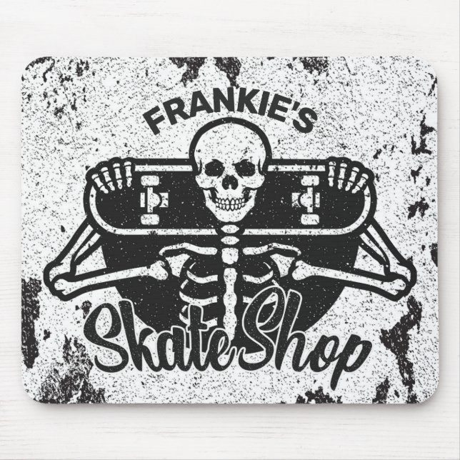 Anpassningsbar ADD NAMN Döskalle skateboard Skate  Musmatta (Framsidan)