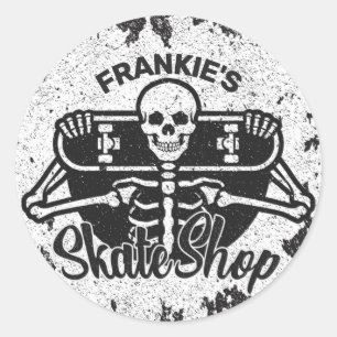 Anpassningsbar ADD NAMN Döskalle skateboard Skate  Runt Klistermärke