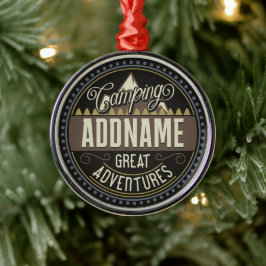 Anpassningsbar ADD NAMN-familjens Camp Resa Campin Julgransprydnad Metall