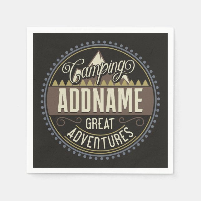 Anpassningsbar ADD NAMN-familjens Camp Resa Campin Pappersservett (Framsidan)