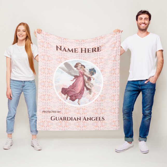 Anpassningsbar Add Namn Guardian Angel Blanket Fleecefilt (På plats)