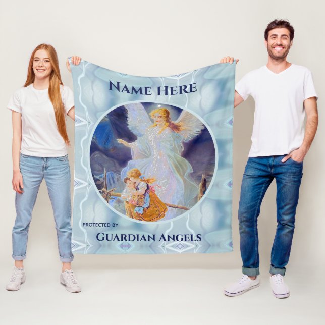 Anpassningsbar Add Namn Guardian Angel Blanket Fleecefilt (På plats)