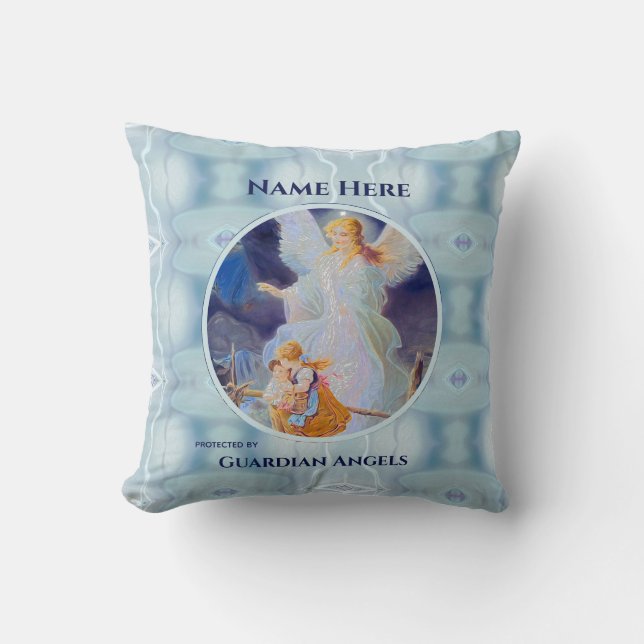 Anpassningsbar Add Namn Guardian Angel Kudde (Framsida)