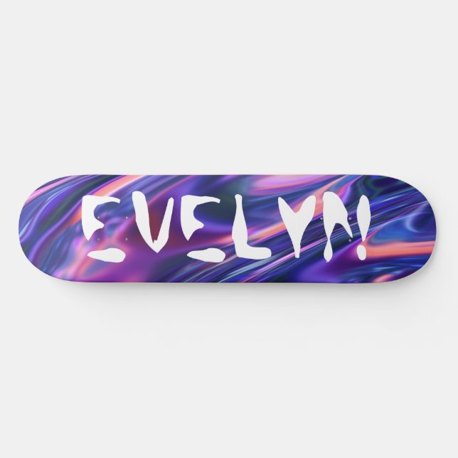 Anpassningsbar Add Namn Lila Cyberpunk Stil Mini Skateboard Bräda 18,5 Cm (Horz)