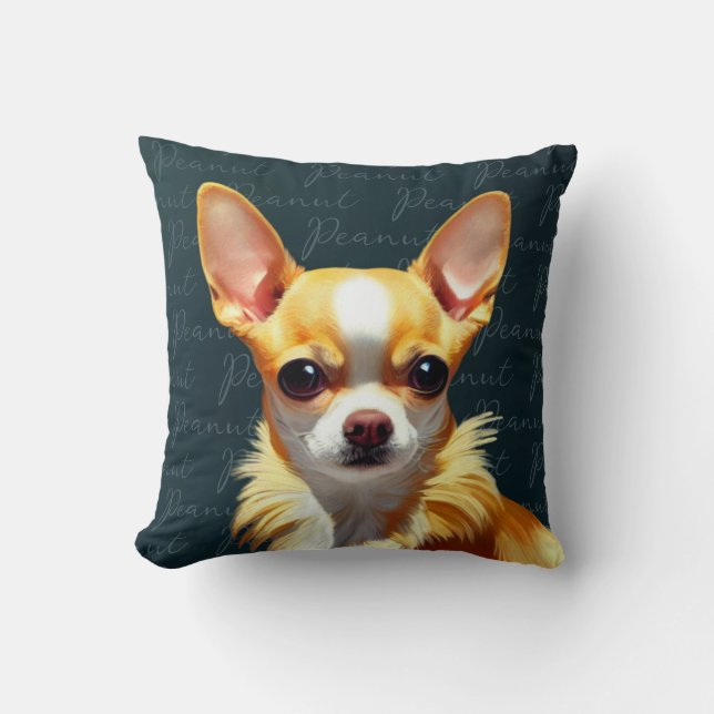 Anpassningsbar Adsible Chihuahua Grönt Kudde (Framsida)