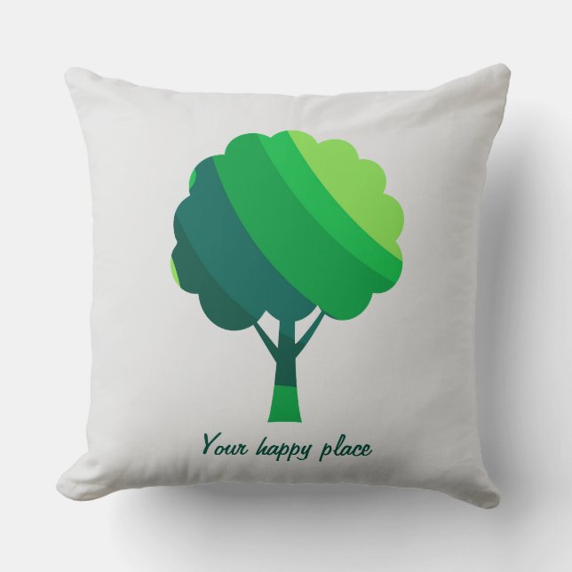 Anpassningsbar Aesthetic Minimal Grönt Träd Kudde (Framsida)