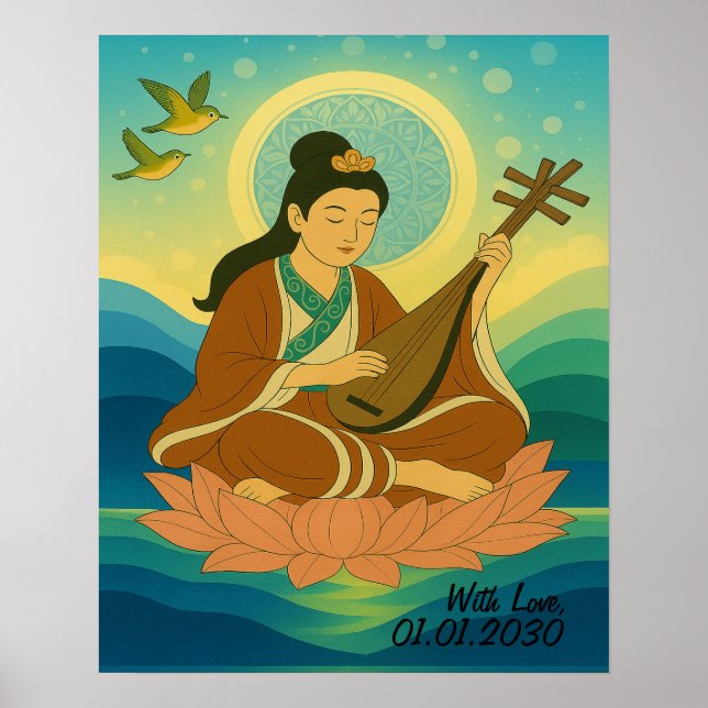 Anpassningsbar Aesthetic Modern Japan Lucky Goddes Poster (Framsidan)