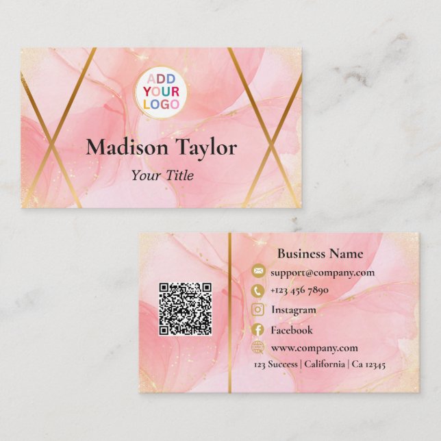 Anpassningsbar Affärskort i den moderna QR-koden f Visitkort (Fram/baksida)