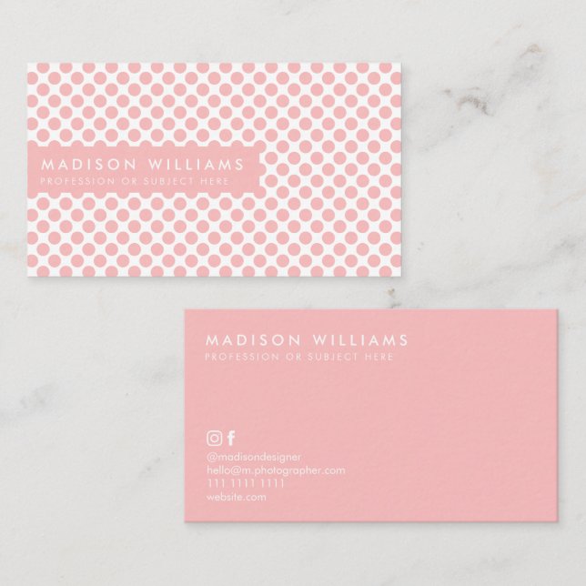 Anpassningsbar Affärskort Minimal Polka-punktsSnyg Visitkort (Fram/baksida)
