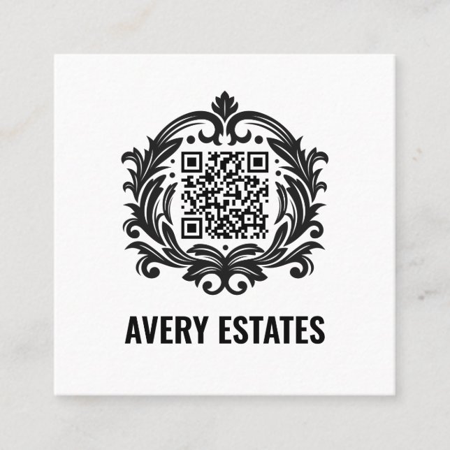 Anpassningsbar Affärskort på korgens kvadrat | QR- Fyrkantigt Visitkort (Framsida)