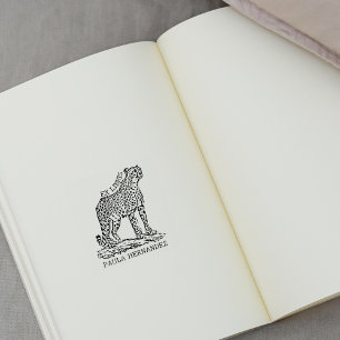 Anpassningsbar African Cheetah Ex Libris Bookplate Stämpel