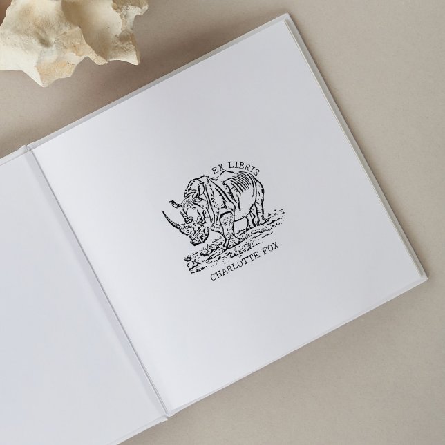 Anpassningsbar African Rhinoceros Ex Libris Bookpl Stämpel (Skapare uppladdad)