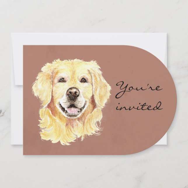 Anpassningsbar Age Birthday Golden Retriever Hund  Inbjudningar (Framsida)