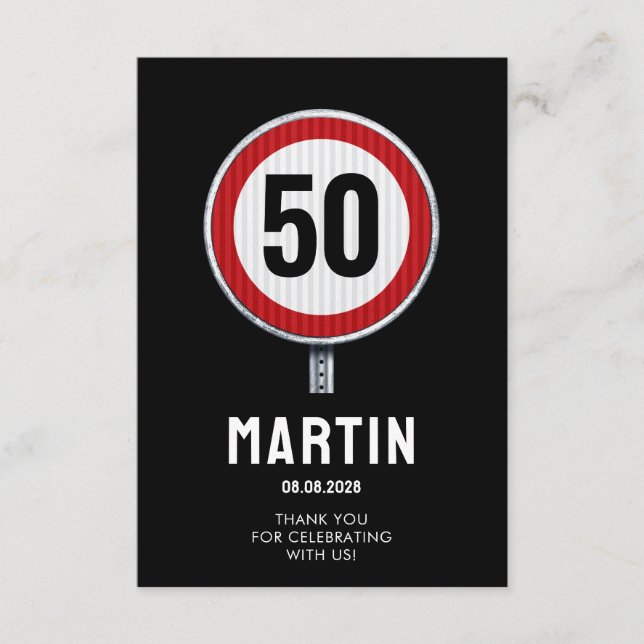 ANPASSNINGSBAR AGE-födelsedagsfest med vägskylt Tack Kort (Framsida)