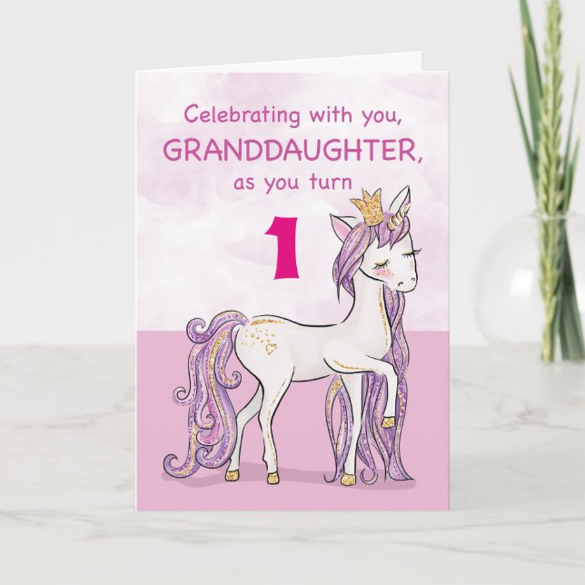 Anpassningsbar Age GrandDotter Birthday Rosa Horse Kort (Framsida)