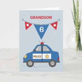 Anpassningsbar Age Grandson 6e Birthday Blue Polic Kort
