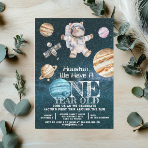 Anpassningsbar Age Rymden Astronaut Birthday Inbjudningar