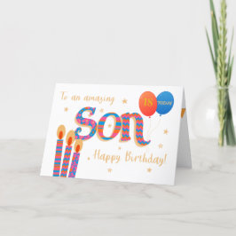 Anpassningsbar Age Son's Birthday Gifts and Balloo Helgkort