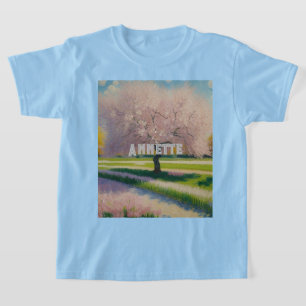 Anpassningsbar AI Art Earth Day Rosa Blommars Girl T Shirt