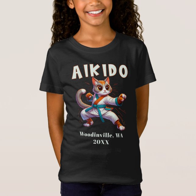 Anpassningsbar Aikido Martial Arts-plats Namn T Shirt (Framsida)