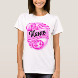 Anpassningsbar Airbrusted Personlig Namn Rosa T Shirt