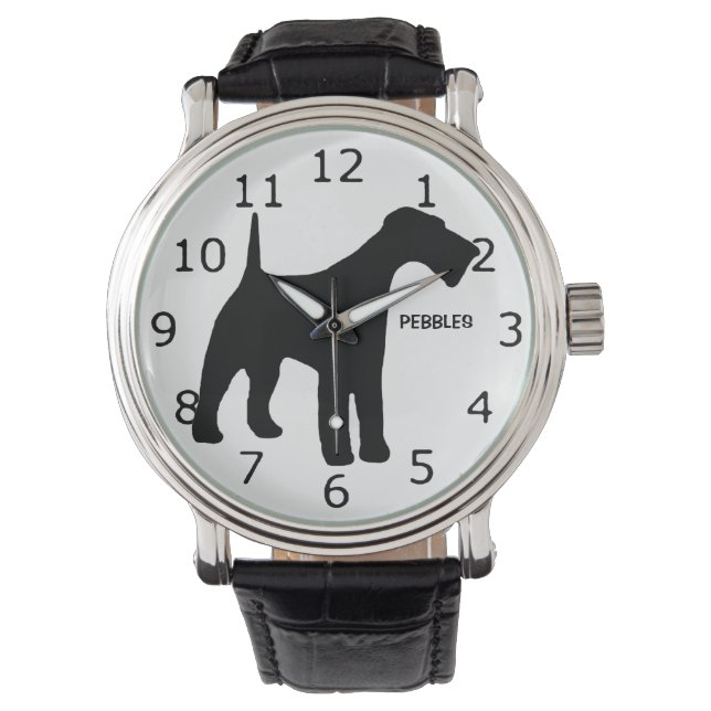 ANPASSNINGSBAR Airedale Terrier Hund Silhouette Armbandsur (Framsida)