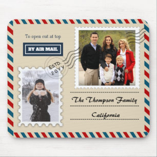 Anpassningsbar Airmail 2 Family Photo och Namn Mou Musmatta