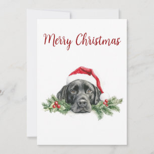 Anpassningsbar akvarell Santa Black Lab Julkort