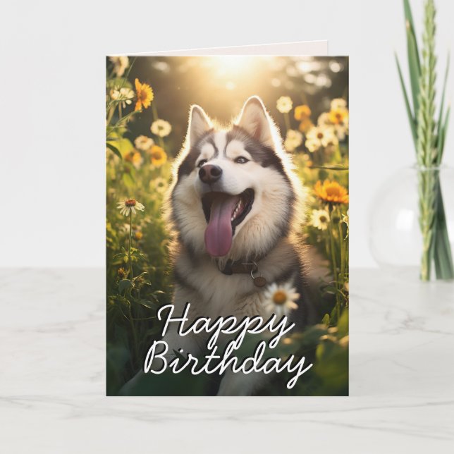 Anpassningsbar Alaska Malamute Birthday Card Tack Kort (Framsida)