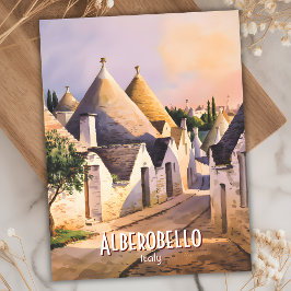 Anpassningsbar Alberobello Trulli House Watercolor Vykort