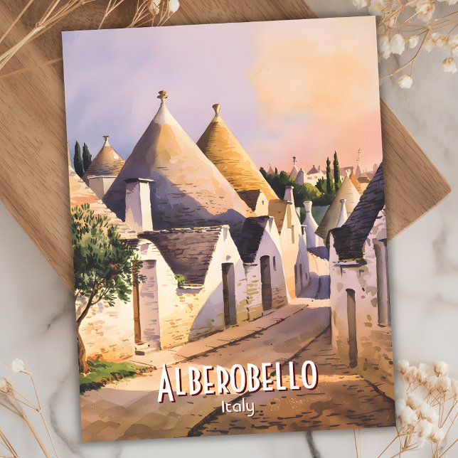 Anpassningsbar Alberobello Trulli House Watercolor Vykort (Alberobello Trulli House Watercolor Postcard)