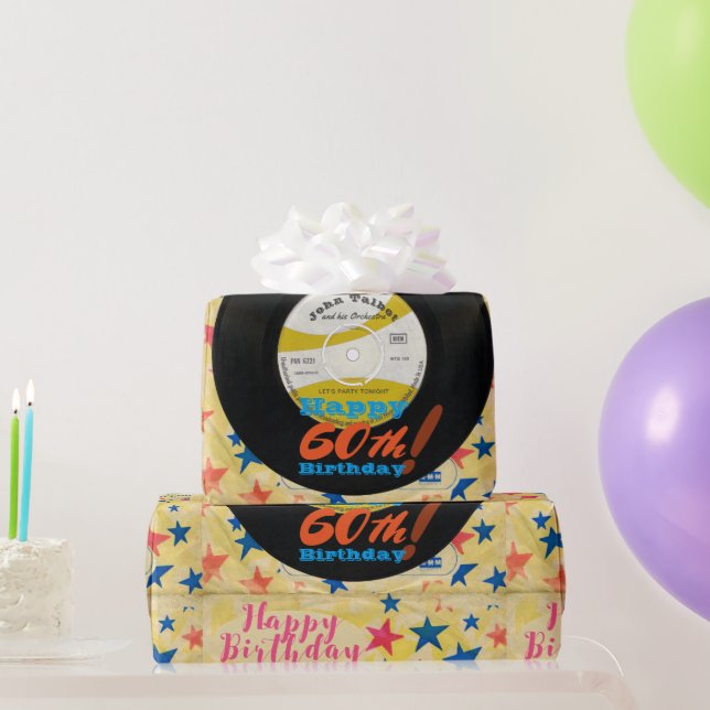 Anpassningsbar Åldersdagsvällning Retro Vinyl Reco Presentpapper (Festgåvor)