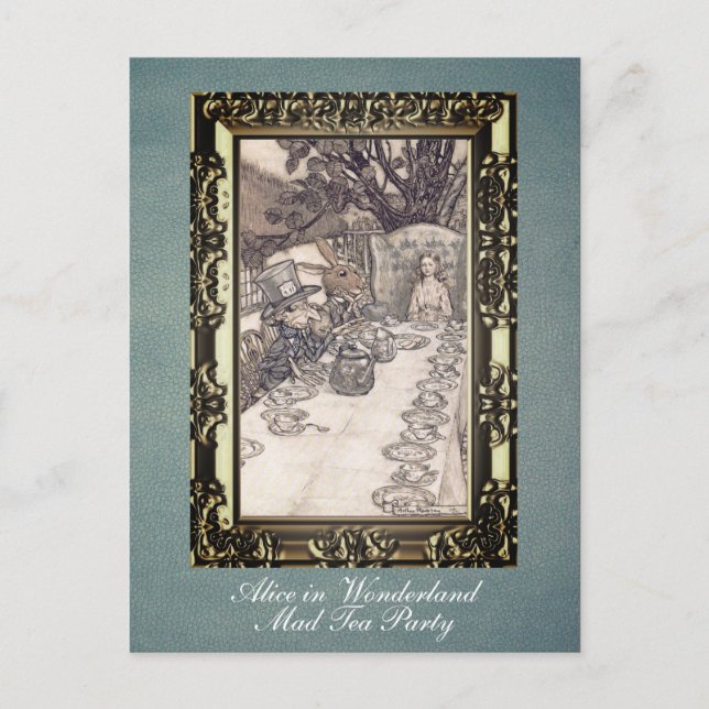 Anpassningsbar Alice i Wonderland Mad Tea Party Ra Vykort (Framsida)