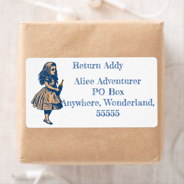 Anpassningsbar Alice Wonderland Navy Return-adress Fraktsedel (Insitu)