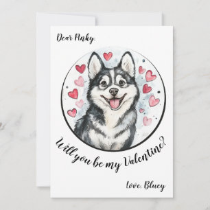 Anpassningsbar Alla hjärtans dag-kort Husky Julkort
