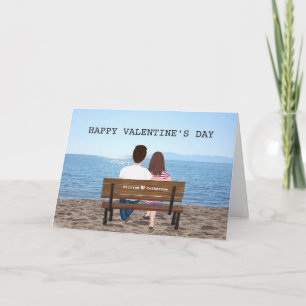 Anpassningsbar Alla hjärtans dag, par Beach Bench  Kort