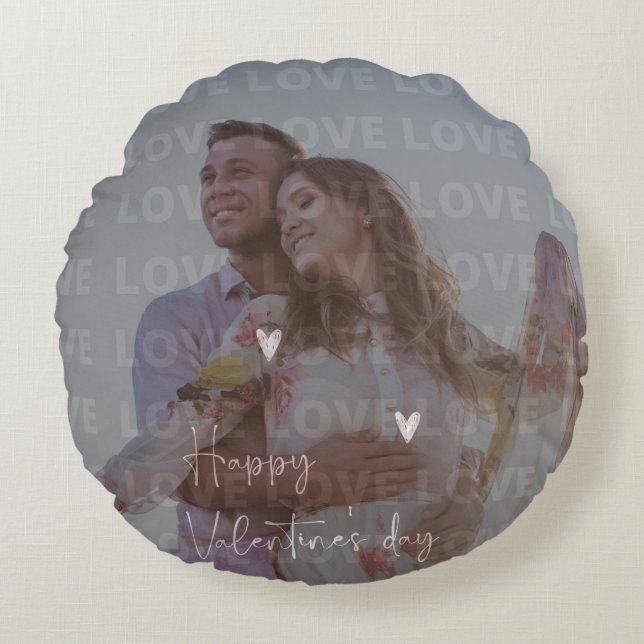 Anpassningsbar Alla hjärtans dag Romantiskt par Fo Rund Kudde (Framsidan)