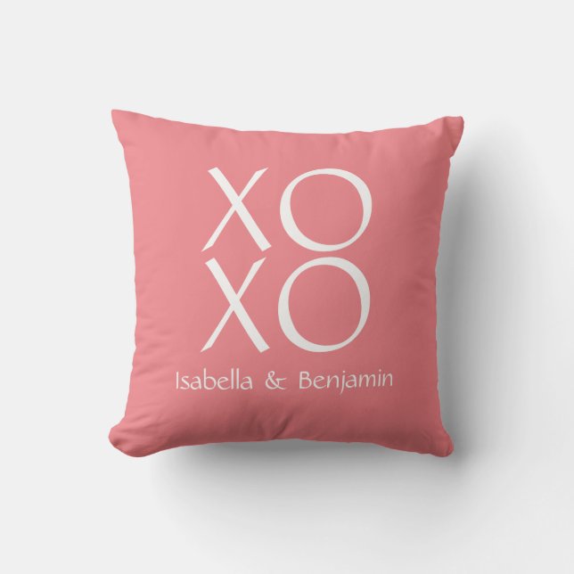 Anpassningsbar Alla hjärtans XOXO Pillow-Rosa Kudde (Framsida)