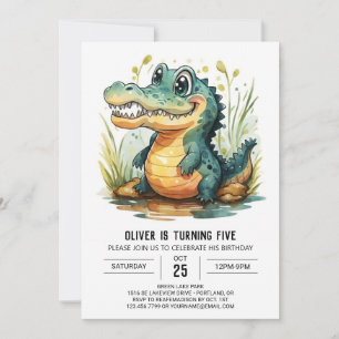Anpassningsbar Alligator Crokodile Birthday Inbjudningar