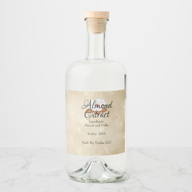 Anpassningsbar Almond Extract Oil Label Personlize Spritflaskor Etikett (Framsida)
