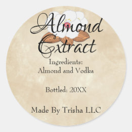 Anpassningsbar Almond Extract Oil Label Runt Klistermärke