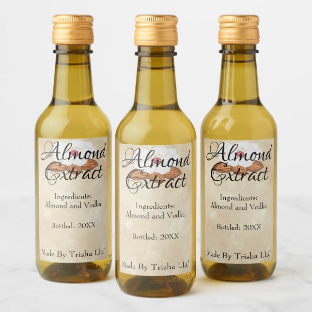 Anpassningsbar Almond Extract Oil Label Vinetikett (Flaskor)