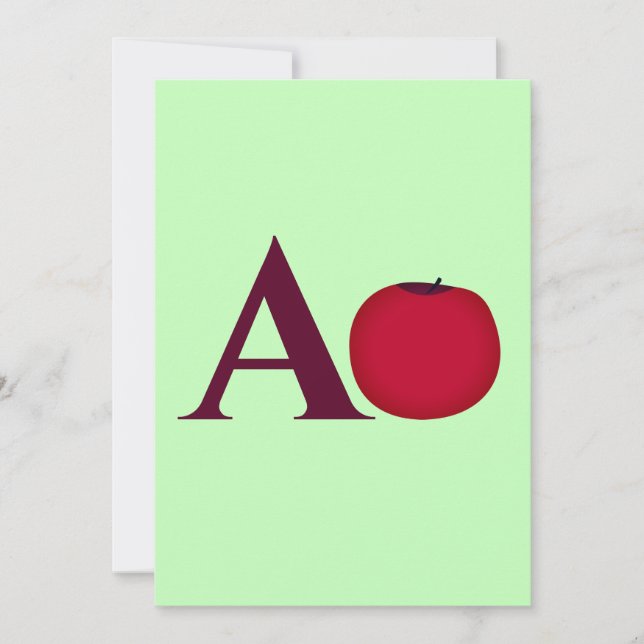 Anpassningsbar Alphabet Brev A Apple Inbjudningar (Framsida)